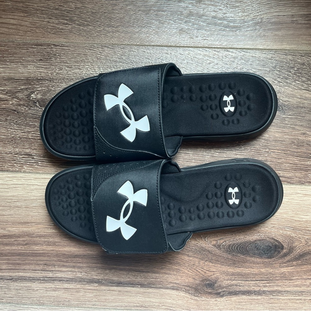 Under Armour Men’s Black and White Slide Sandals